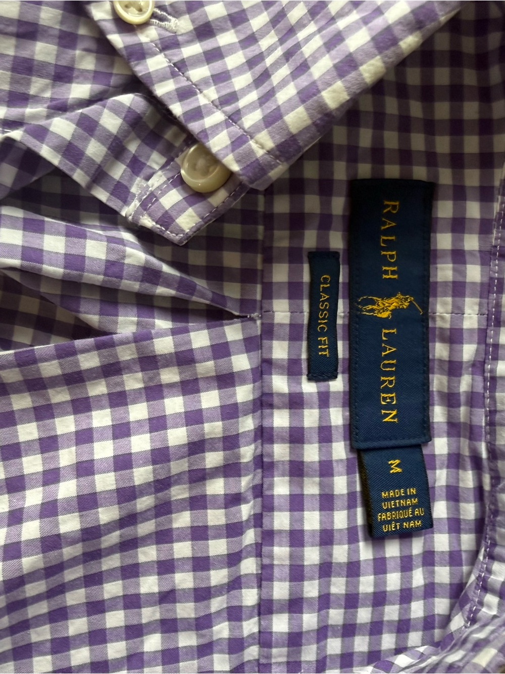 Ralph Lauren Purple and White Gingham Button-Down Shirt - Picture 3 of 4